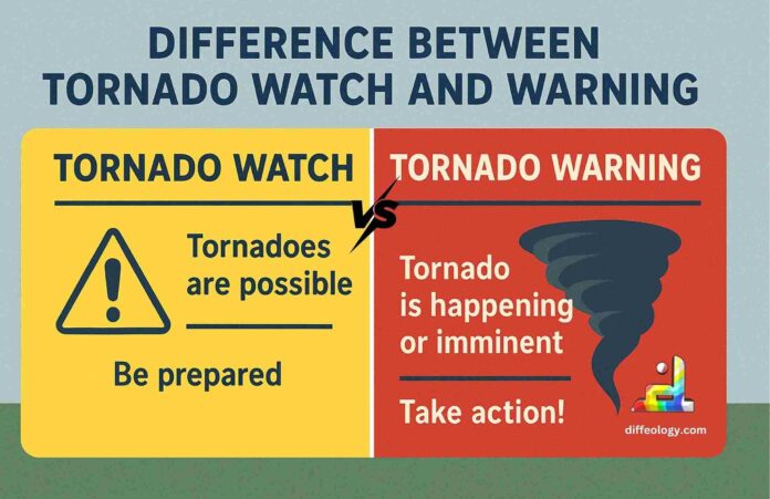 Difference Between Tornado Watch and Warning