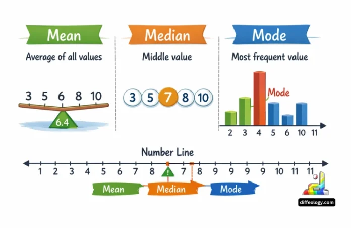 Difference Between Mean Median and Mode