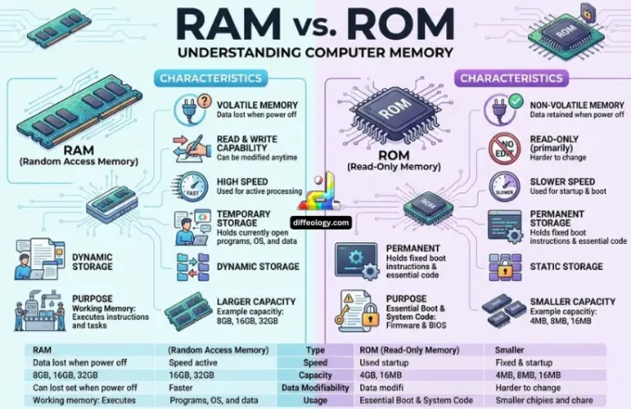 Difference Between Ram and Rom